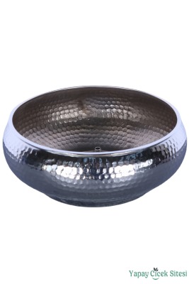 Metal Dekoratif Darbeli Ufo Model Saksı 11 Cm Gümüş - 3