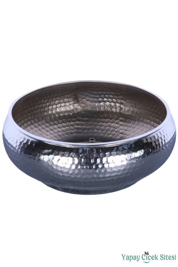 Metal Dekoratif Darbeli Ufo Model Saksı 11 Cm Gümüş - 3