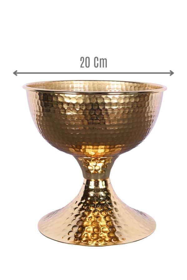 Metal Dekoratif Darbeli Vazo 20 Cm Altın - 1