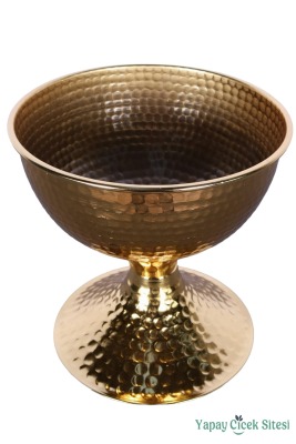 Metal Dekoratif Darbeli Vazo 20 Cm Altın - 3