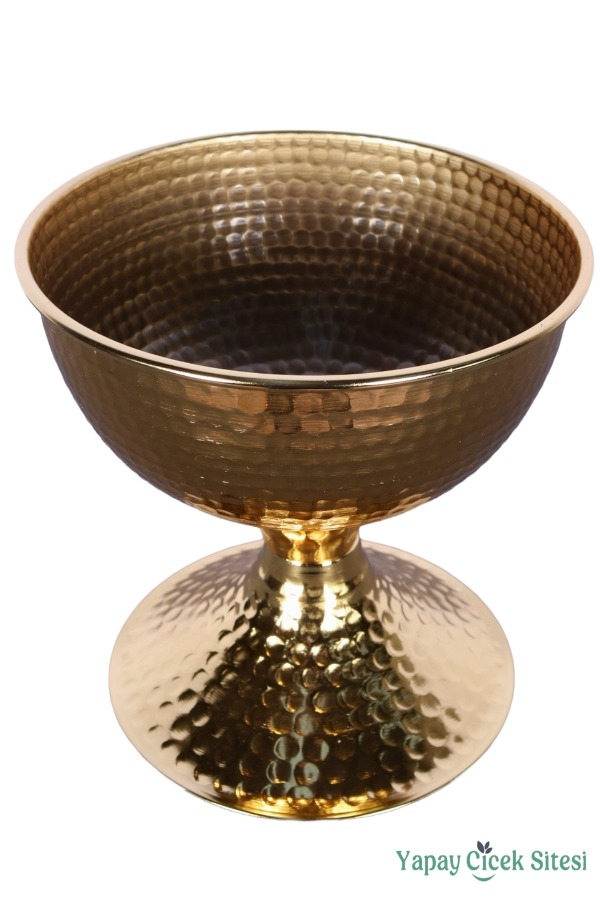 Metal Dekoratif Darbeli Vazo 20 Cm Altın - 3