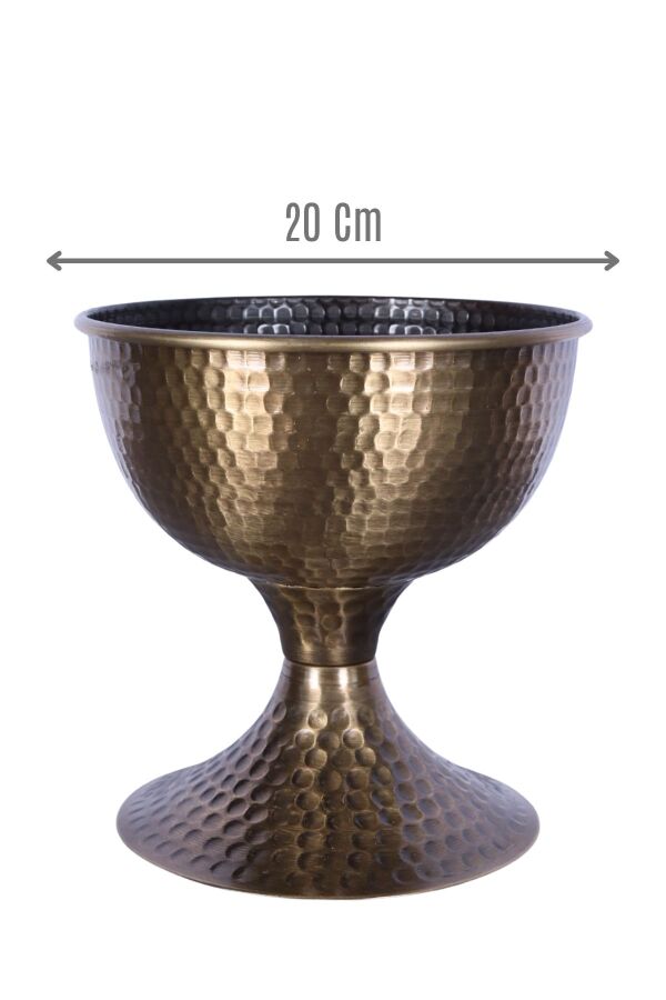 Metal Dekoratif Darbeli Vazo 20 Cm Bronz - 1