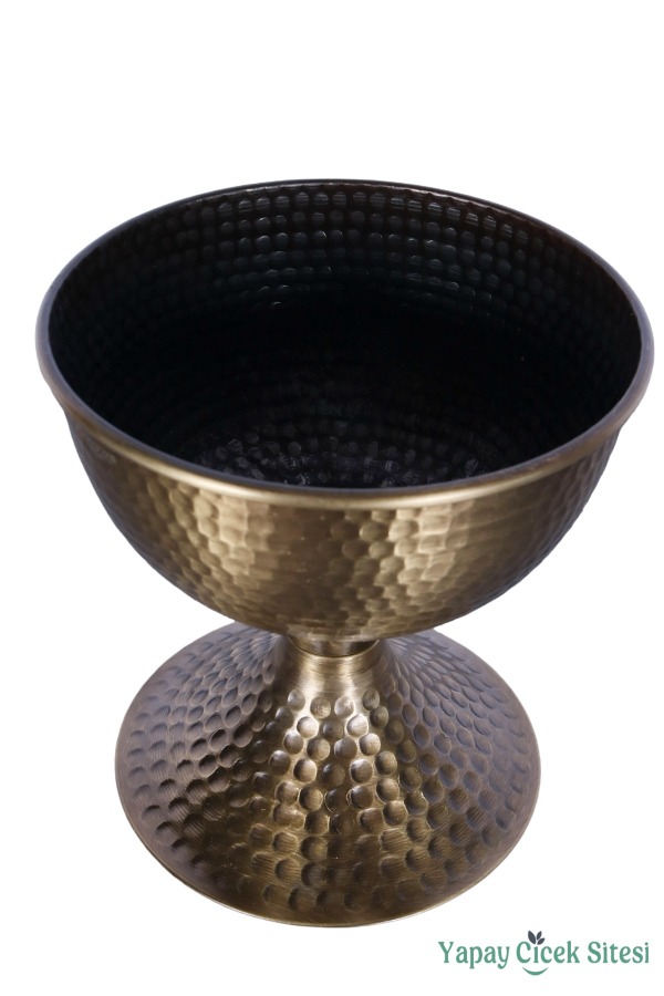 Metal Dekoratif Darbeli Vazo 20 Cm Bronz - 2