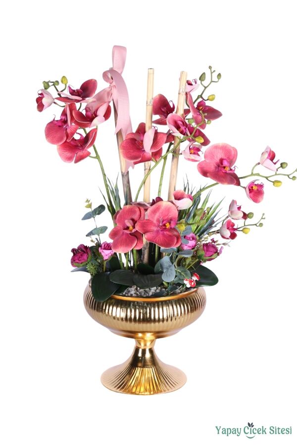 Metal Saksıda Premium Yapay Orkide Aranjmanı Model 4 - 1