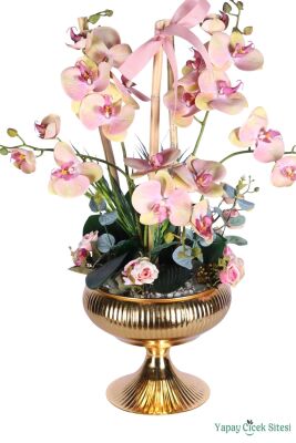 Metal Saksıda Premium Yapay Orkide Aranjmanı Model 5 - 3