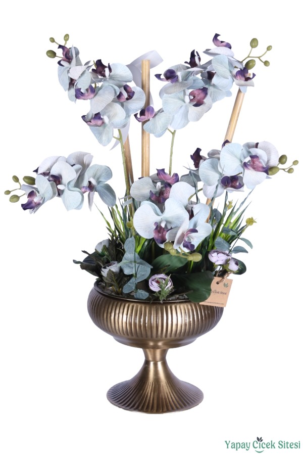 Metal Saksıda Premium Yapay Orkide Aranjmanı Model 9 - 1