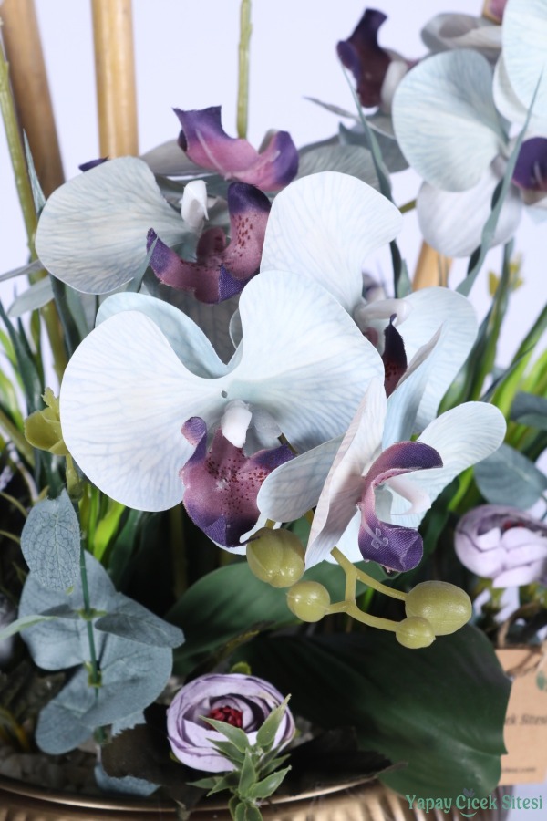 Metal Saksıda Premium Yapay Orkide Aranjmanı Model 9 - 2