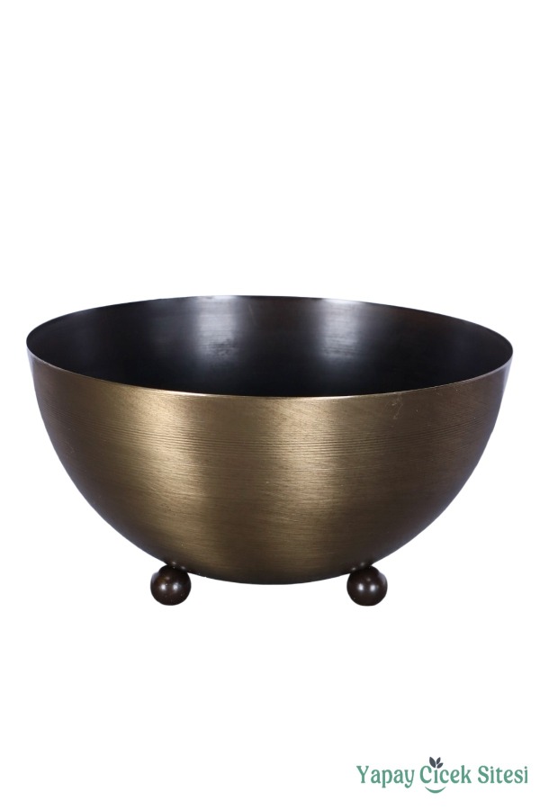 Metal Tas Model Saksı Bronz 11 Cm - 1