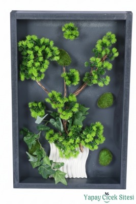 Premium Bonsai Ağacı Temalı 3 Boyutlu Duvar Tablosu El Yapımı 35x55 cm - Yapay Çiçek Sitesi