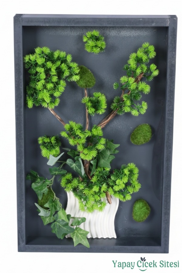 Premium Bonsai Ağacı Temalı 3 Boyutlu Duvar Tablosu El Yapımı 35x55 cm - 1