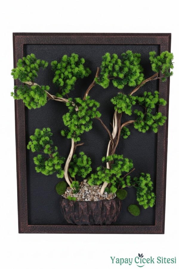 Premium Bonsai Ağacı Temalı 3 Boyutlu Duvar Tablosu El Yapımı 60x80 cm - 1