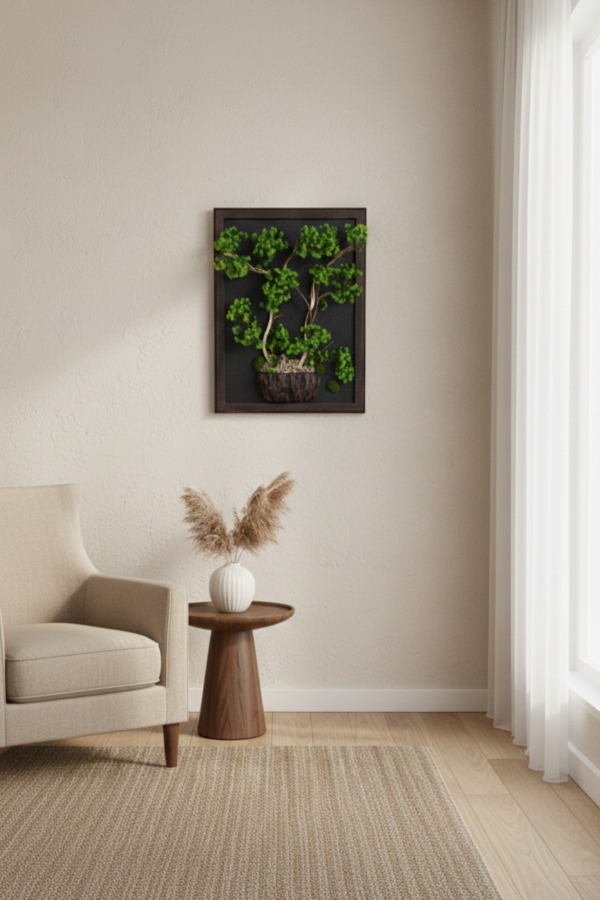 Premium Bonsai Ağacı Temalı 3 Boyutlu Duvar Tablosu El Yapımı 60x80 cm - 3