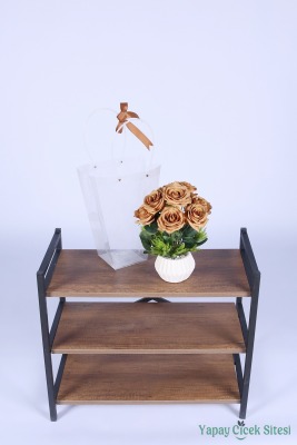 Saksılı Çiçek Aranjmanı (Şeffaf Çanta Hediyeli) Model 5 - 3