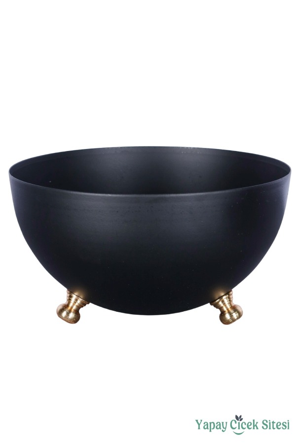 Sitesi Metal Tas Model Saksı Siyah 11 Cm - 1