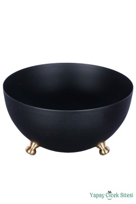 Sitesi Metal Tas Model Saksı Siyah 11 Cm - 2