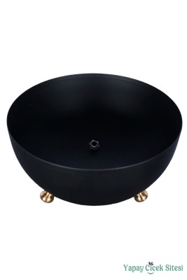 Sitesi Metal Tas Model Saksı Siyah 11 Cm - 3