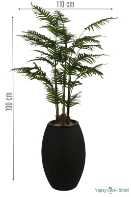 Siyah Fiber Saksıda 3 Gövdeli Yapay Areka Palmiye Ağacı 190 cm - Yapay Çiçek Sitesi