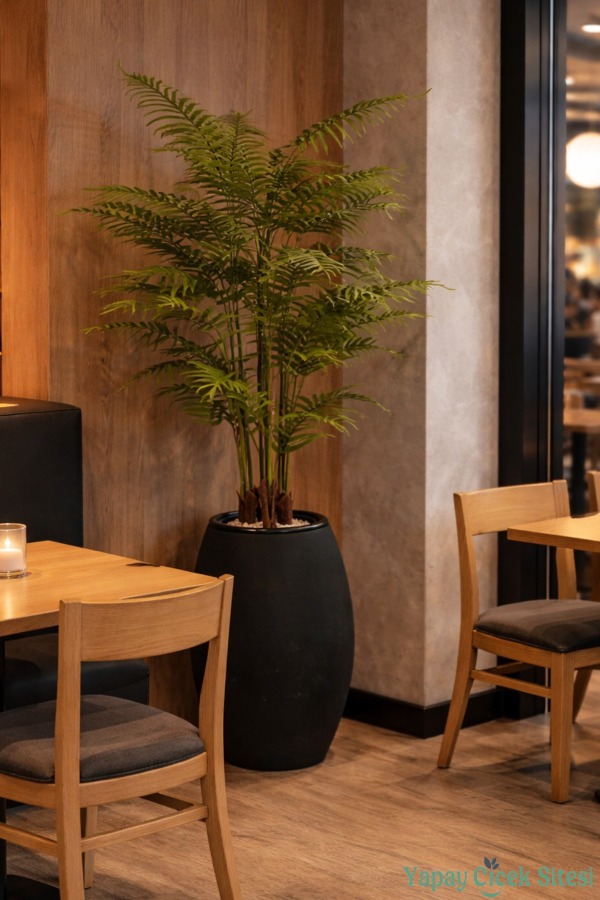 Siyah Fiber Saksıda 3 Gövdeli Yapay Areka Palmiye Ağacı 190 cm - 4