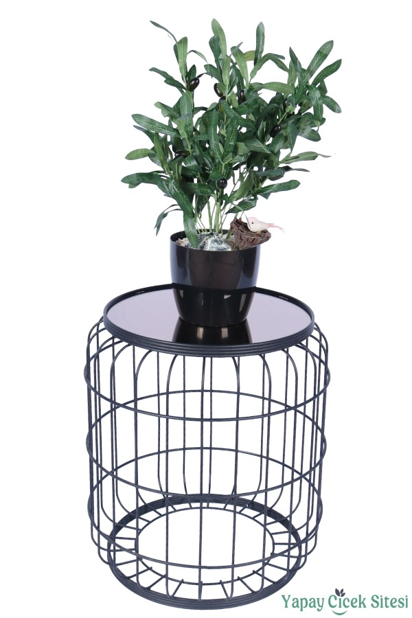 Siyah Plastik Saksıda Yapay Zeytin Ağacı 50 cm - 2