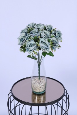 Tomurcuk Detaylı Yapay Gül Demeti Yeşil 12 Dal - 2