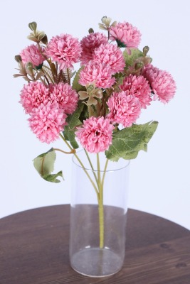 Yapay 15 Kafalı Top Krizantem Demeti 32 Cm Pembe - Yapay Çiçek Sitesi