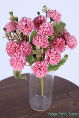 Yapay 15 Kafalı Top Krizantem Demeti 32 Cm Pembe - 2