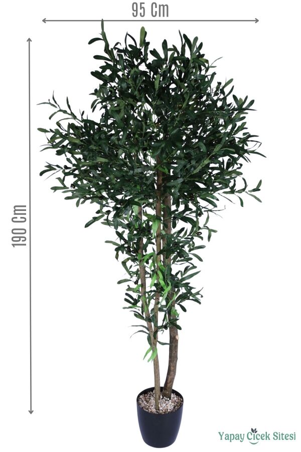 Yapay 3 Gövdeli Zeytin Ağacı 190 Cm Koyu Yeşil - 1