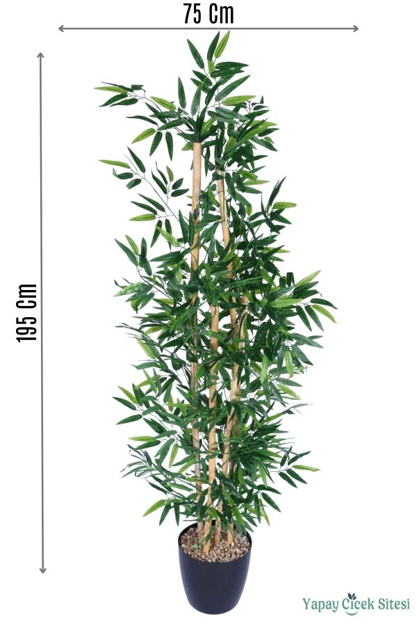 Yapay 4 Gövdeli Bambu Ağacı 195 Cm Yeşil - 1
