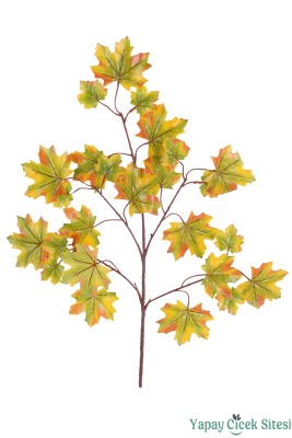 Yapay Akça Ağacı Dalı 25 Yapraklı 70 Cm 12 Adet Yeşil-Sarı - Yapay Çiçek Sitesi