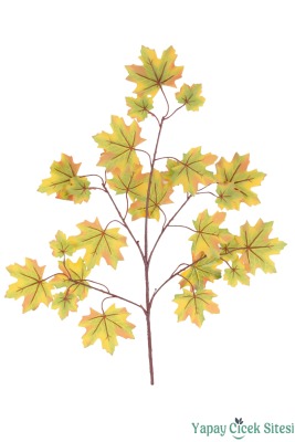 Yapay Akça Ağacı Dalı 25 Yapraklı 70 Cm 12 Adet Yeşil-Sarı - 2