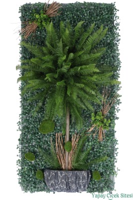 Yapay Bitkili Duvar Paneli 50x100 cm Model 8 - Yapay Çiçek Sitesi