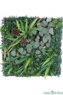 Yapay Bitkili Duvar Paneli 50x50 cm Model 5 - Yapay Çiçek Sitesi