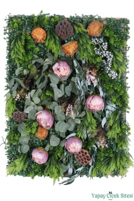 Yapay Bitkili Duvar Paneli 50x70 cm Model 1 - Yapay Çiçek Sitesi