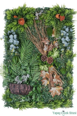 Yapay Bitkili Duvar Paneli 70x105 cm Model 1 - Yapay Çiçek Sitesi