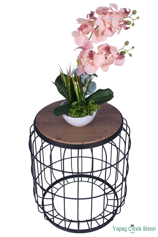 Yapay Çiçek Sitesi Dekoratif Melamin Saksıda Bol Yeşillikli Orkide Tanzimi Açık Pembe - 2