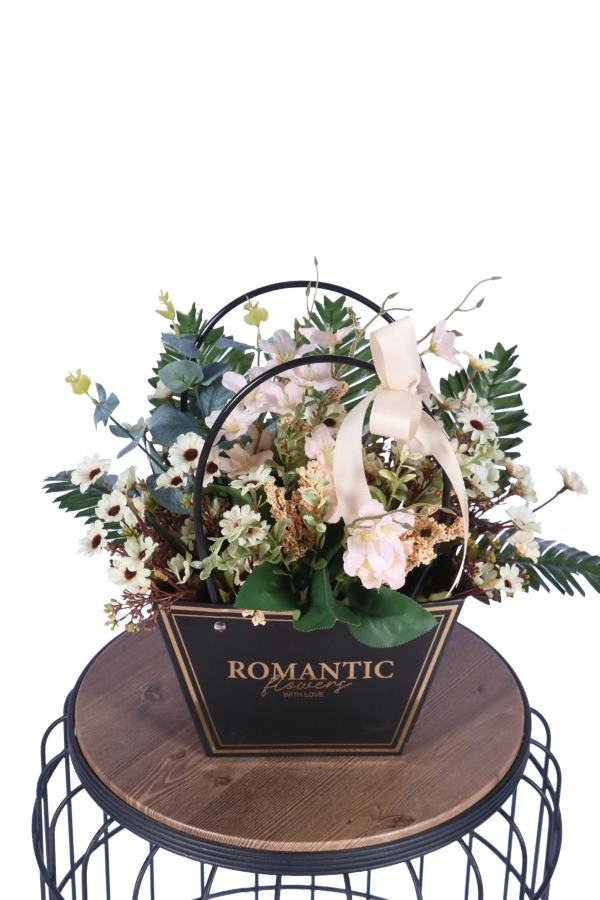 Yapay Çiçekli Romantic Çantalı Aranjman Model 33 - 1