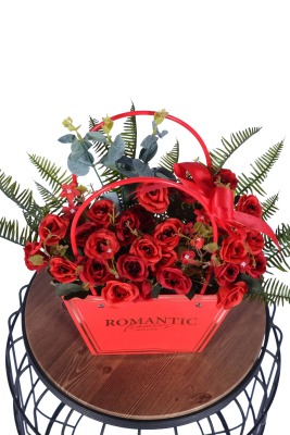 Yapay Çiçekli Romantic Çantalı Aranjman Model 35 - 3