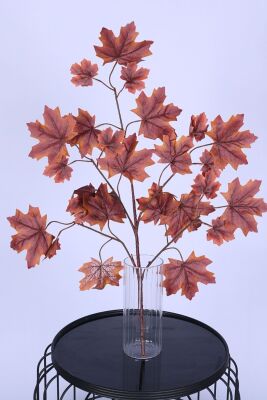 Yapay Çınar Ağacı Dalı 15 Yapraklı 70 Cm 12 Adet Kızıl-Sarı - Yapay Çiçek Sitesi