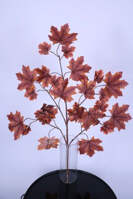 Yapay Çınar Ağacı Dalı 15 Yapraklı 70 Cm 12 Adet Kızıl-Sarı - 2