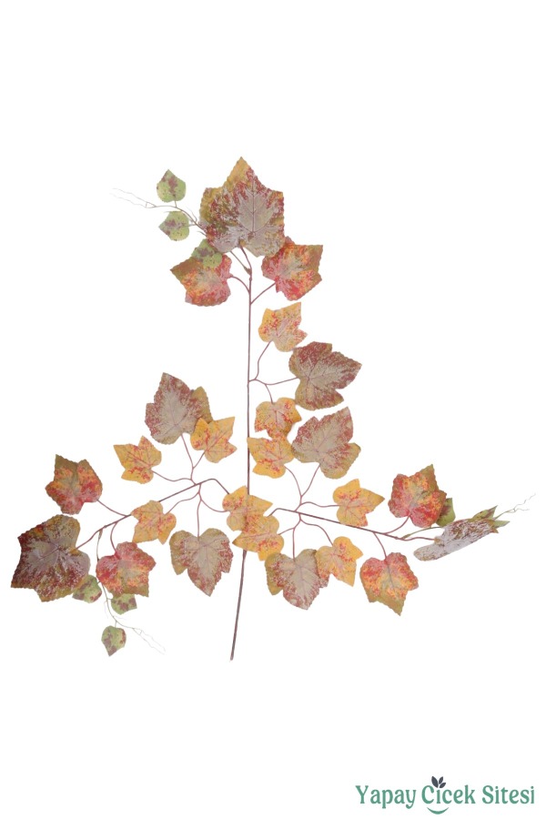 Yapay Çınar Ağacı Dalı 33 Yapraklı 70 Cm 12 Adet Kahverengi-Sarı - 1