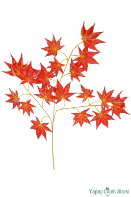 Yapay Çınar Ağacı Dalı 75 Cm 12 Adet Kızıl - Yapay Çiçek Sitesi