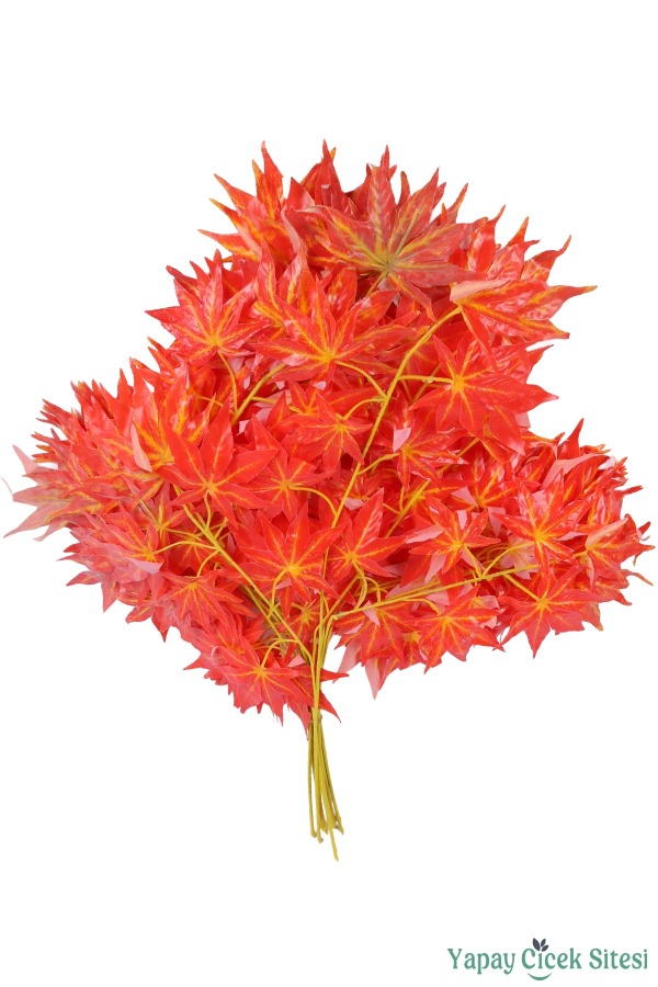 Yapay Çınar Ağacı Dalı 75 Cm 12 Adet Kızıl - 3