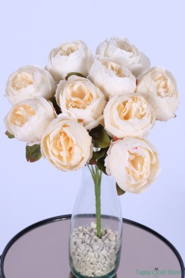 Yapay İncili Şakayık Demet Krem 10 Dal - 3