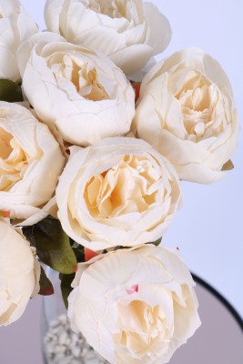 Yapay İncili Şakayık Demet Krem 10 Dal - 4