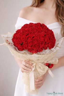 Yapay Kız İsteme Çiçeği Özel Gün Buketi 101 Güllü Model 11 - Yapay Çiçek Sitesi