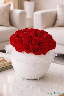 Yapay Kız İsteme Çiçeği Özel Gün Buketi 28 Güllü Model 10 - Yapay Çiçek Sitesi