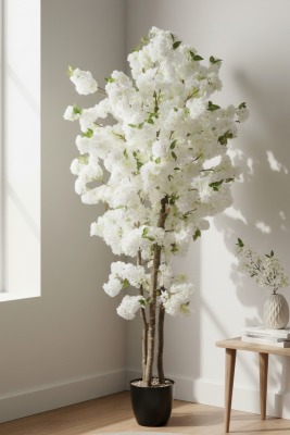 Yapay Premium Bahar Dalı Ağacı 200 Cm Beyaz - 4