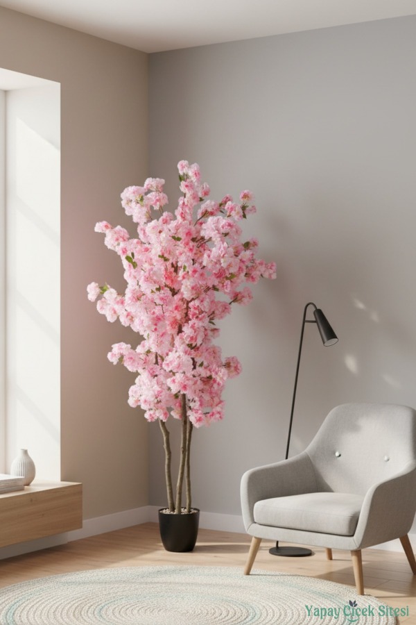 Yapay Premium Bahar Dalı Ağacı 200 Cm Pembe - 5