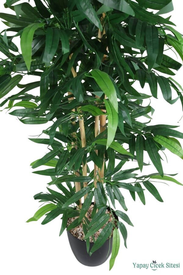 Yapay Premium Geniş Yapraklı Bambu Ağacı 170 cm (Siyah Saksılı) - 3