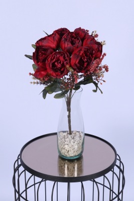 Yapay Şakayık Demeti Köpük Cipsolu Aranjman Kırmızı 12 Dal - 2